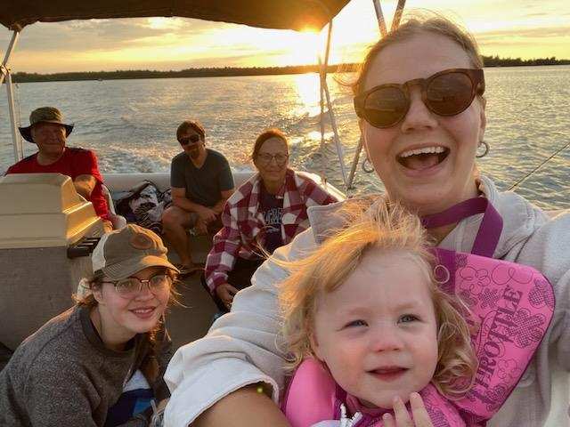 Family fun on a pontoon