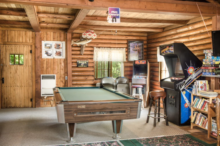 billiards table and video games