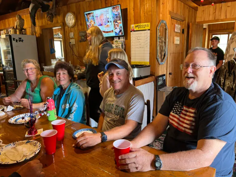 people enjoying the fish fry