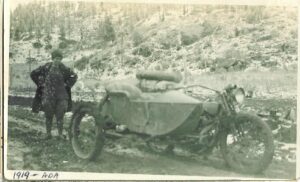 Hi and Ada Richardson came from Seattle WA. on a Harley Davidson motorcycle with a side car in 1922